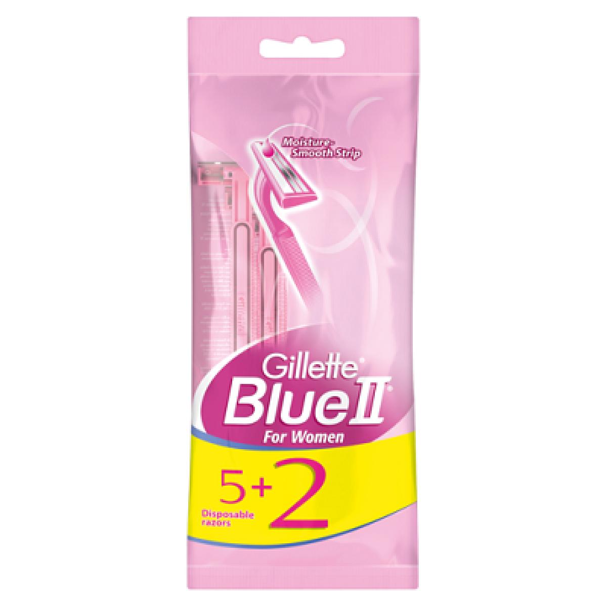 Blue II Moisture-Smooth Strip Disposable Razors For Women x5+2