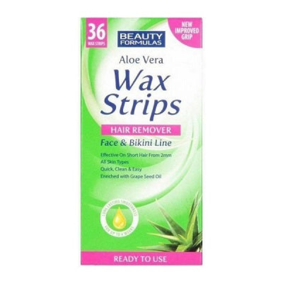 Wax Strips Hair Remover Aloe Vera Face & Bikini Line x36