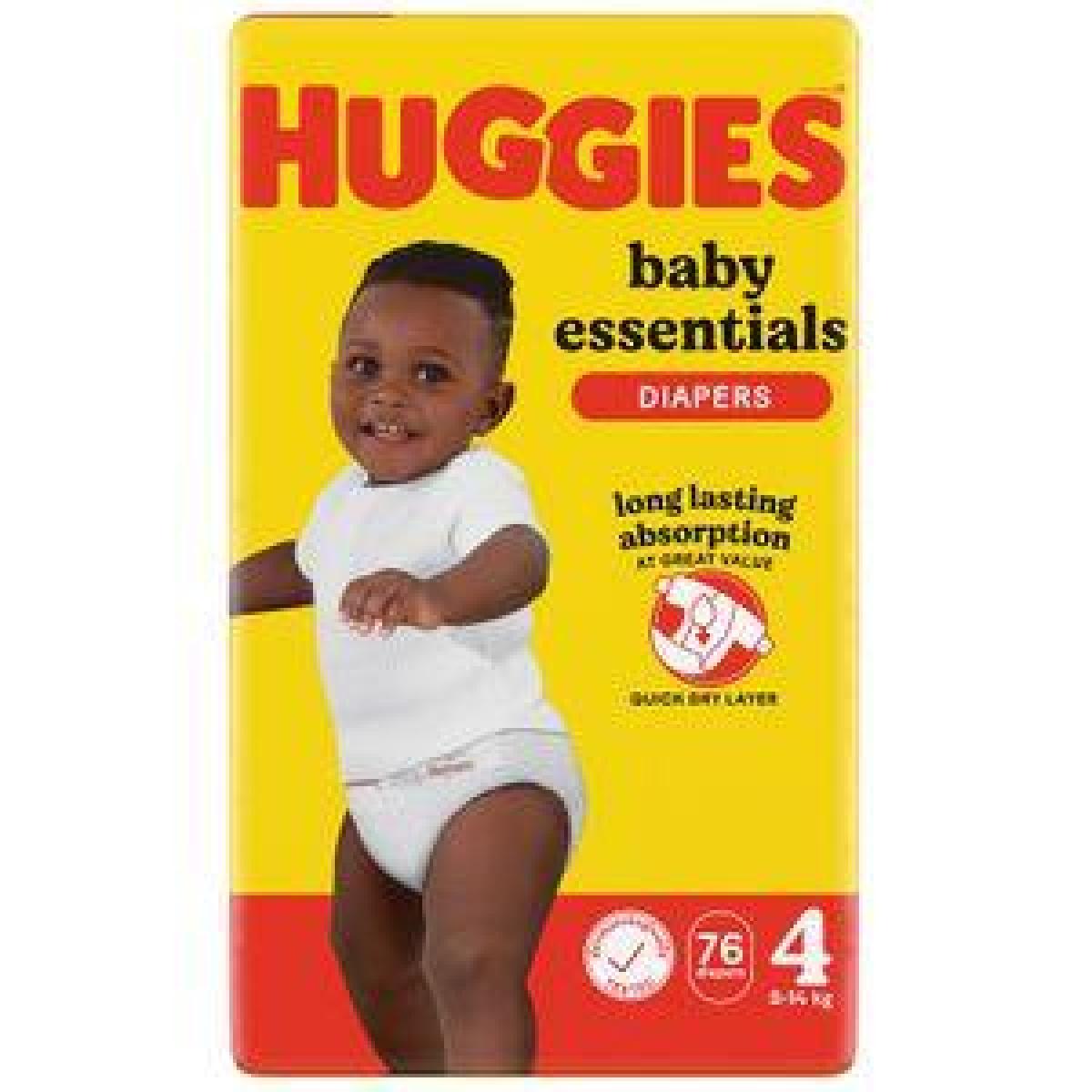 Baby Essentials Size 4 Diapers 8-14 kg x76