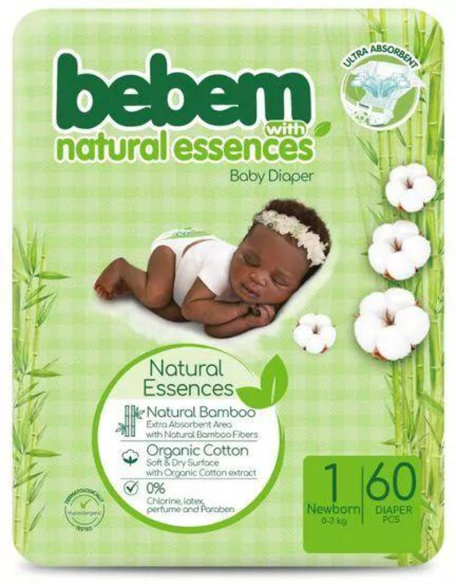 Natural Essences Baby Diaper Size 1 Newborn 0-3 kg x60