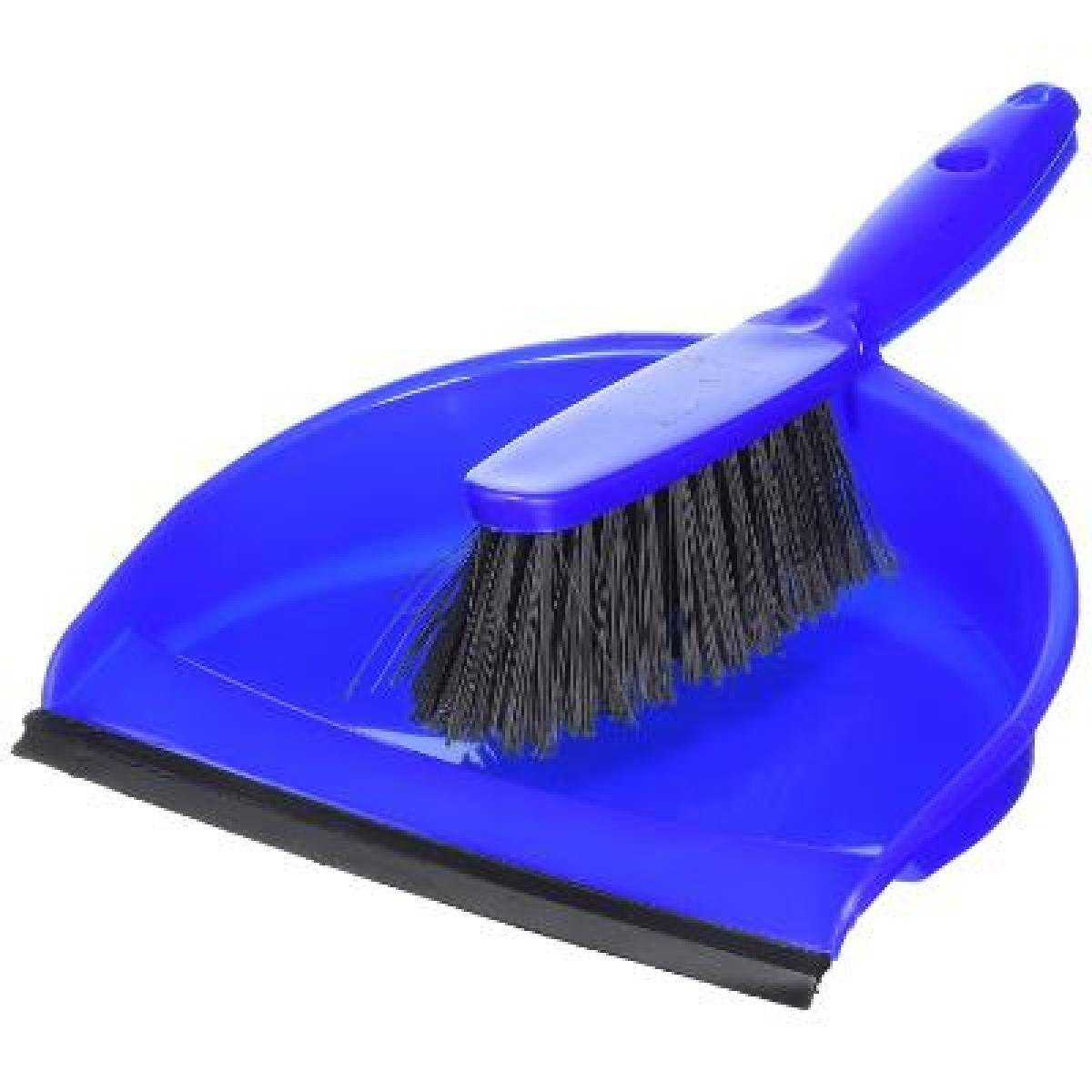 Plastic Dustpan & Brush Set + Holder