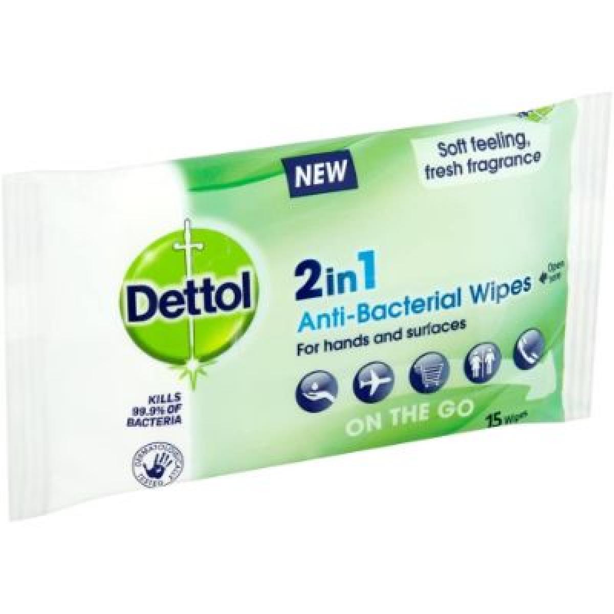 Anti-Bacterial 2 in 1 Wipes x15