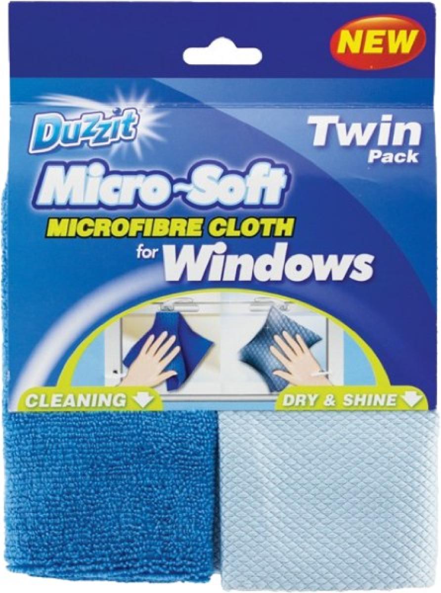 Micro-Soft Microfibre Cloths For Windows Twin Pack