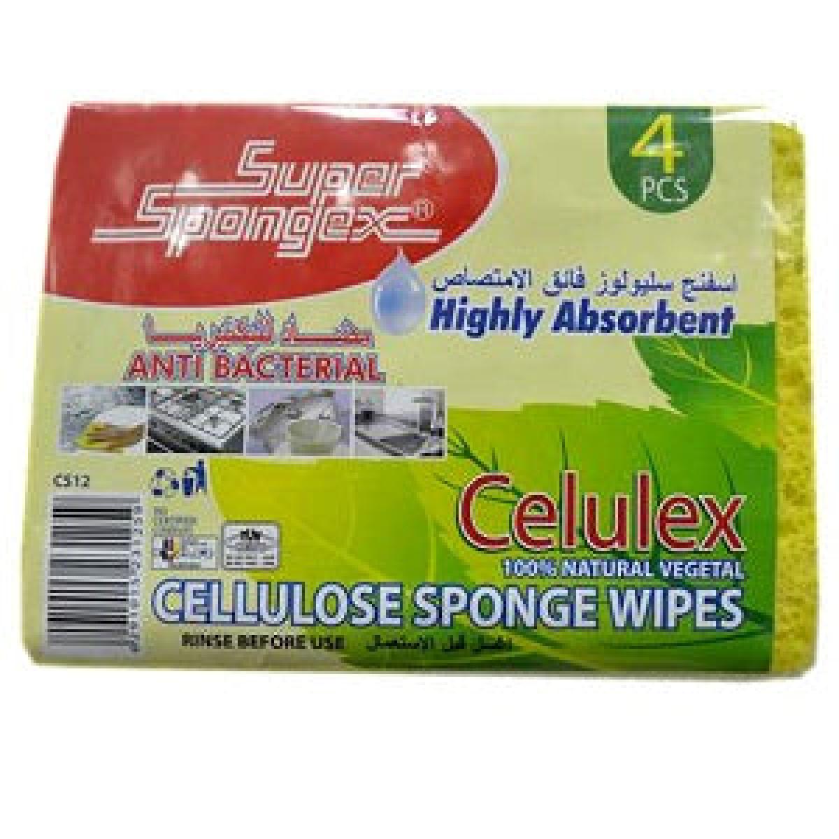 Anti-Bacterial Cellulose Sponge Wipes x4