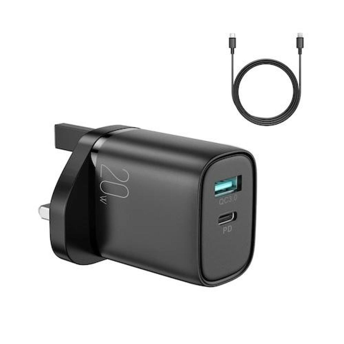 L-QP2011 20W Dual Fast Charger PD+QC3 With L-To-C Cable