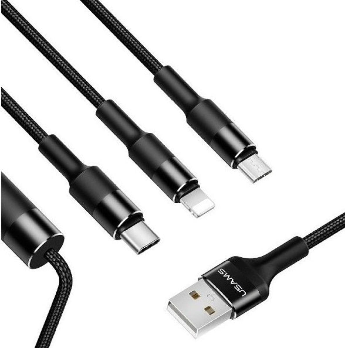 US-SJ219 3 in 1 Braided Charger Cable 1.5 m