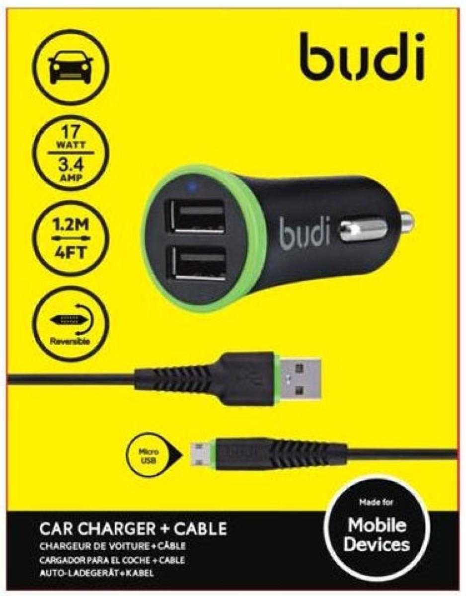 Car Charger 2 USB Port With Micro USB Cable Double Series 2.4A 061M 1.2 m