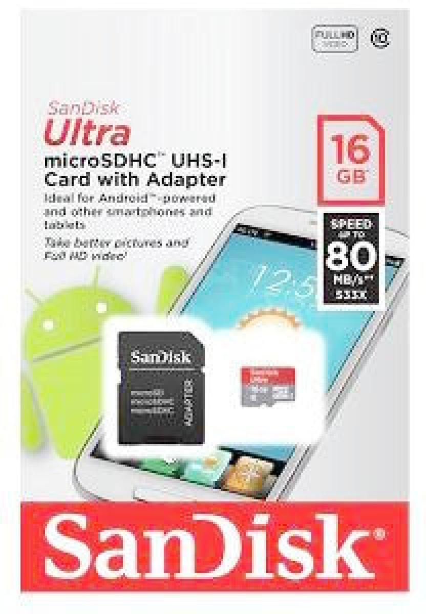 Ultra Micro SD Card With Adapter 16 GB