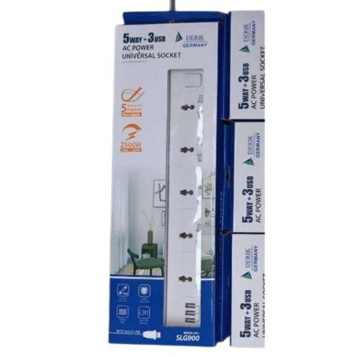 5 Way 3 USB Surge Protector